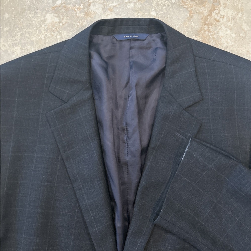 Brooks Brothers Saxxon Fitzggerald Blazer Men 46R Black 2 Button 1818 Wool Italy